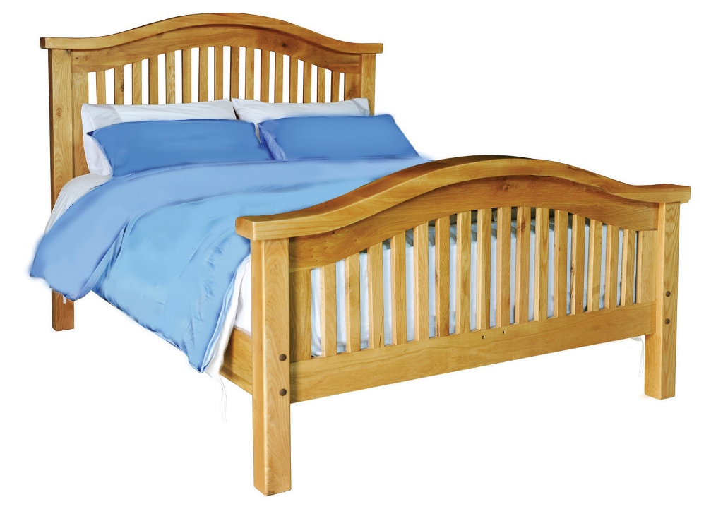 Provence Oak Bed Curved King Size 5ft - Click Image to Close